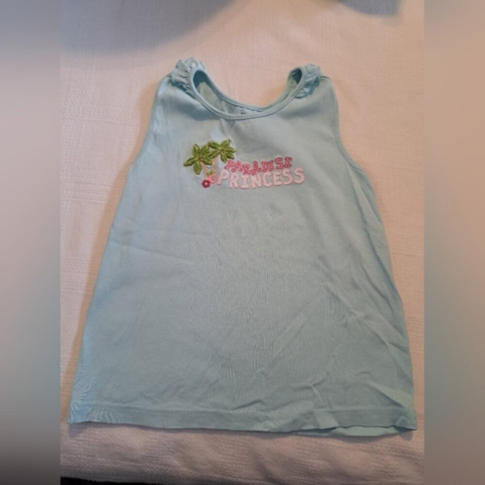 Gymboree girls size 9 Floral Reef line light blue tank top embroidered design